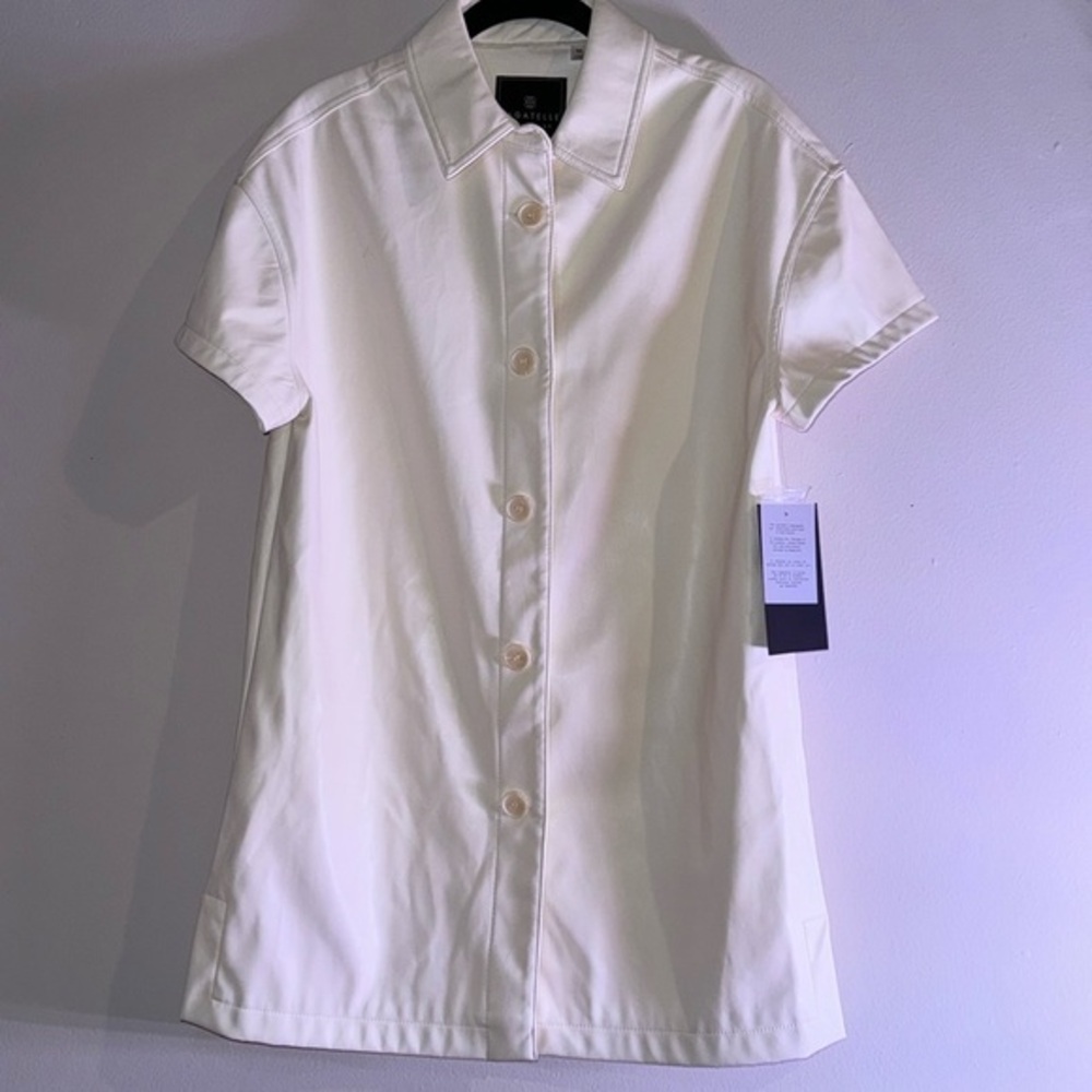 Bagatelle white leather short sleeve mini dress - size m
